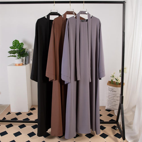 Dress Female Straight Sleeves Solid Color Islamic Clothing Casual Robe (Copy)