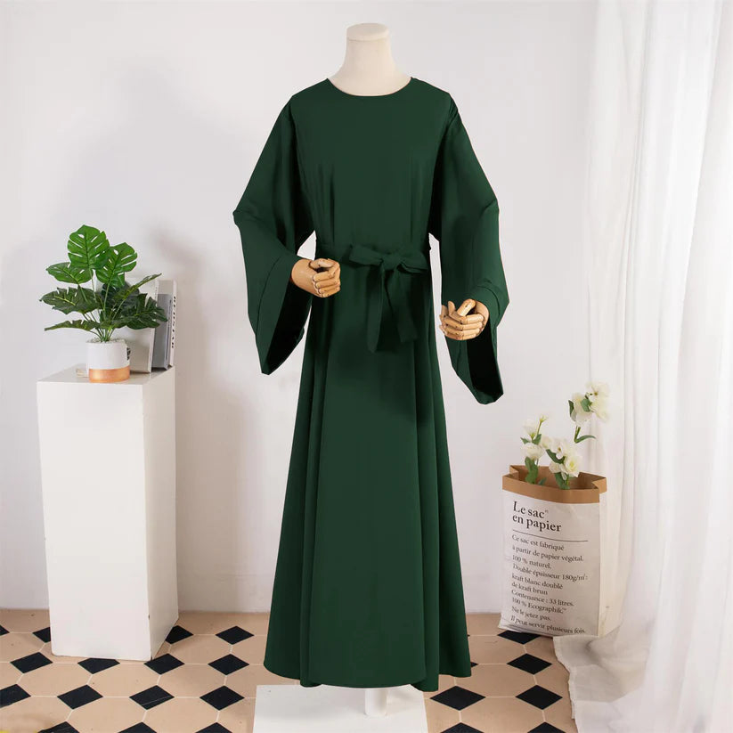 Dress Female Straight Sleeves Solid Color Islamic Clothing Casual Robe (Copy)