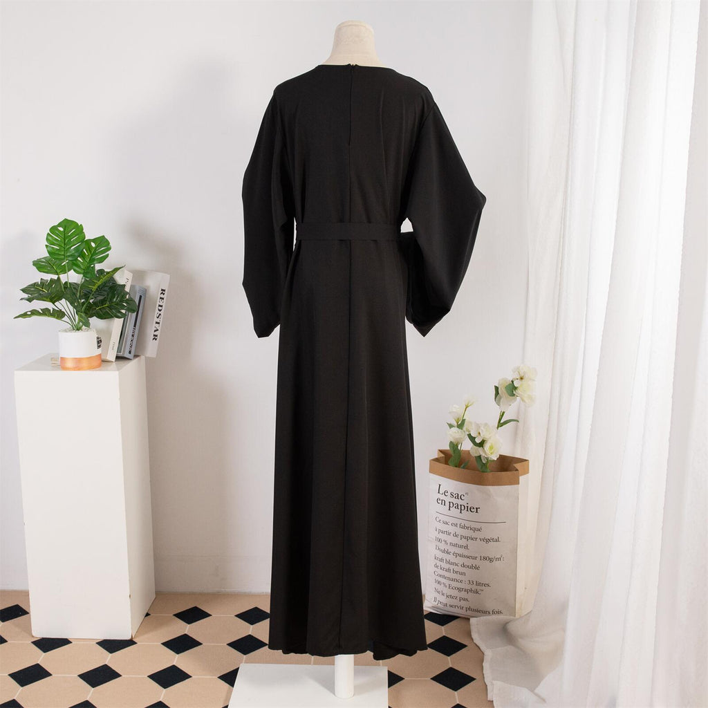 Dress Female Straight Sleeves Solid Color Islamic Clothing Casual Robe (Copy)