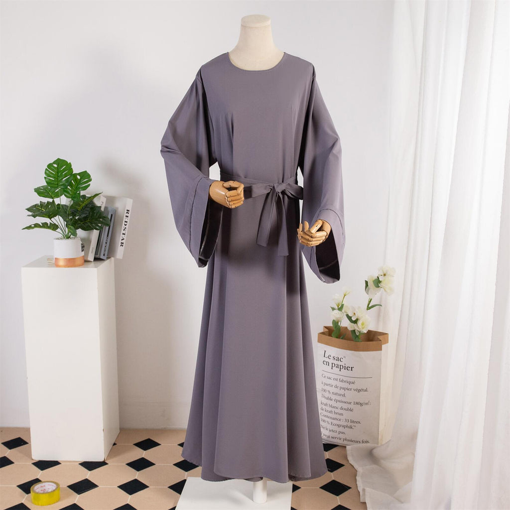 Dress Female Straight Sleeves Solid Color Islamic Clothing Casual Robe (Copy)